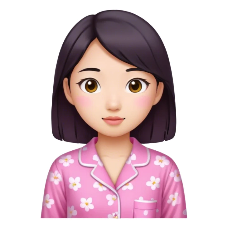 Asian girl wearing pink pajamas  sticker