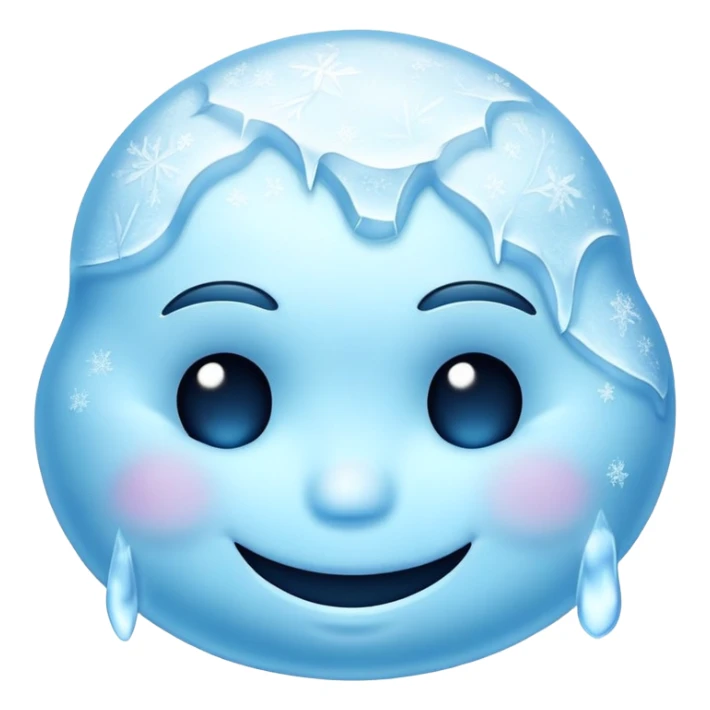 frozen smiley face sleeping, icy blue color, frosty details sticker
