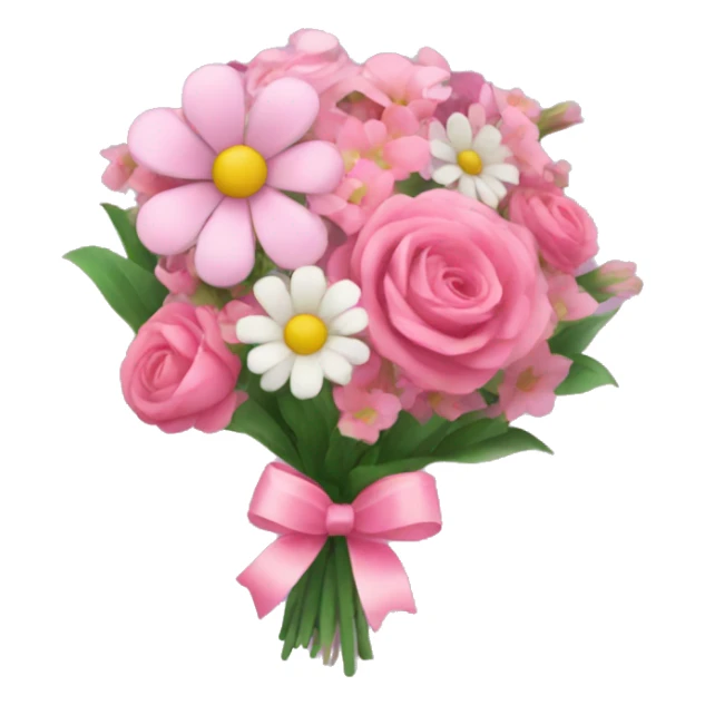 Floral bouquet with pink bow sticker
