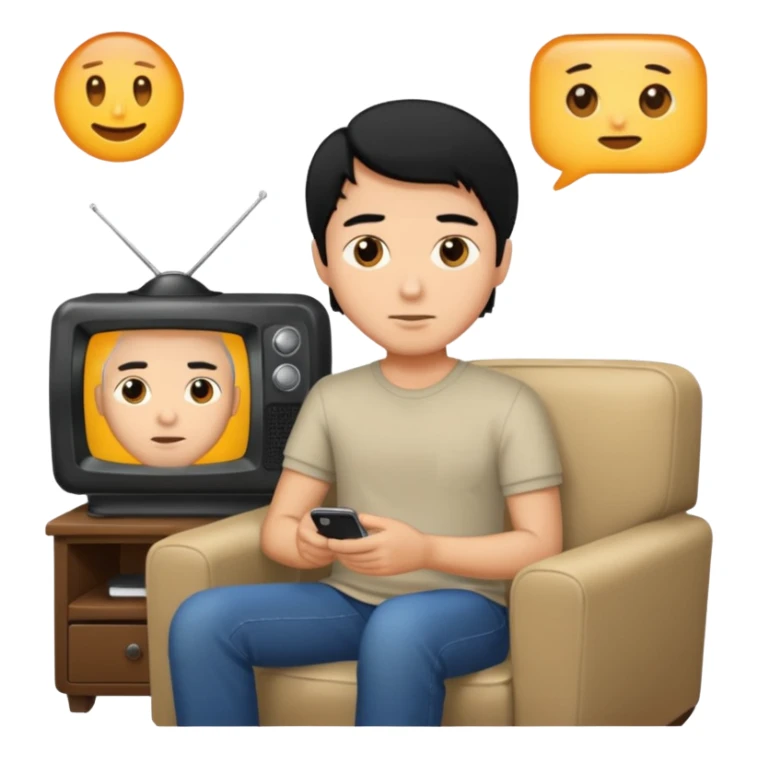 light black hair man watching TV sticker