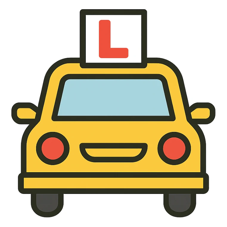 yellow car for learner driver, modern icon sticker