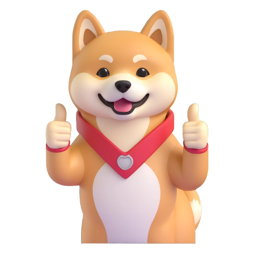 shiba inu showing thumbs up sticker