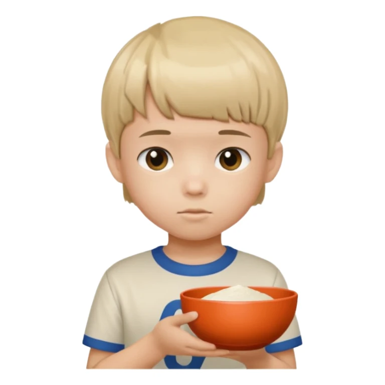 Can you make a kid with a bowl cut with 6 7 on his shirt  sticker