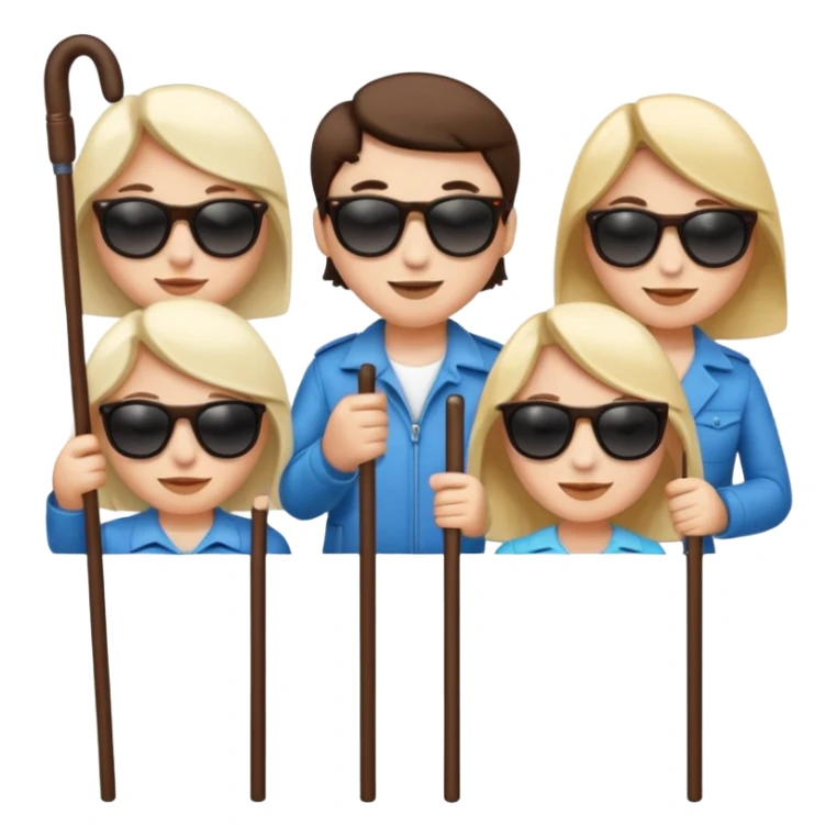 the blind leading the blind no skin tones just plain emojis with seeing canes  sticker