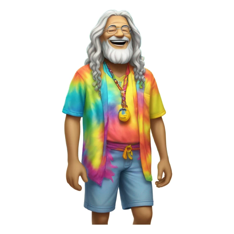 Hippy old man in tropical paradise sticker