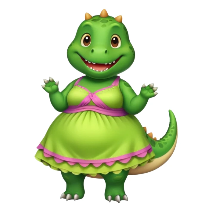 fat dinosaur in dress sticker