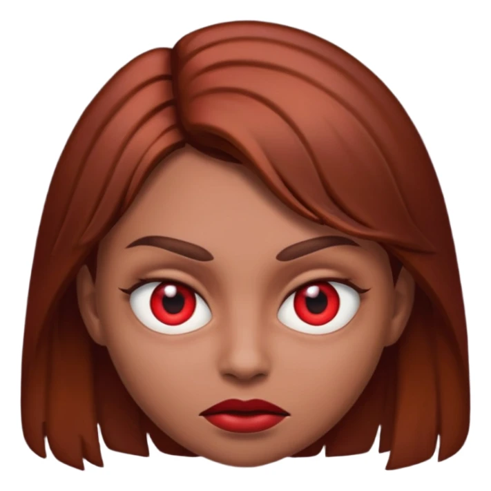 RED EYES, EVIL EMOJI, KILLER EYES, BROWN HAIR sticker