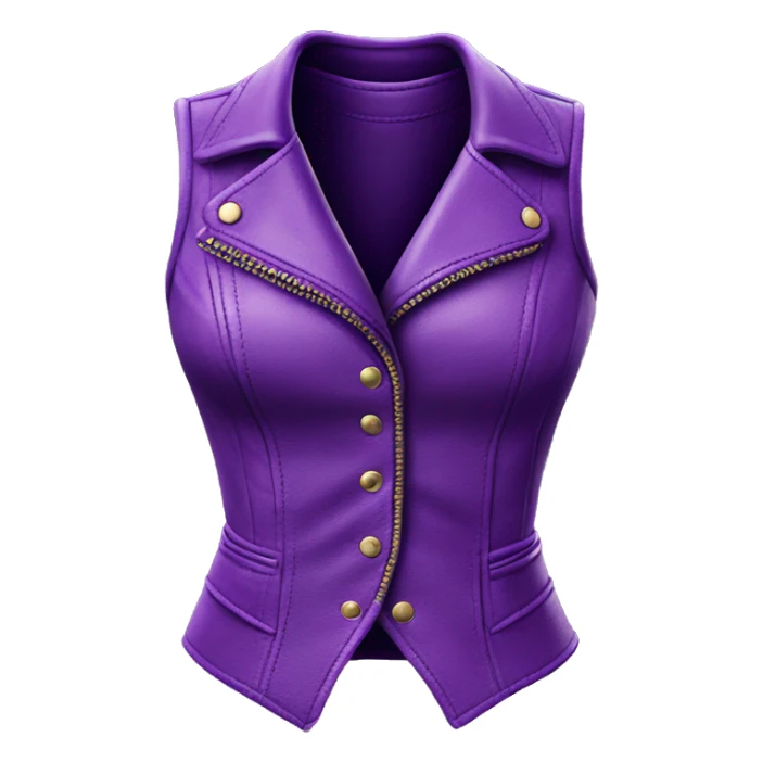 Realistic isolated purple leather feminine fashion hater top vest. sticker