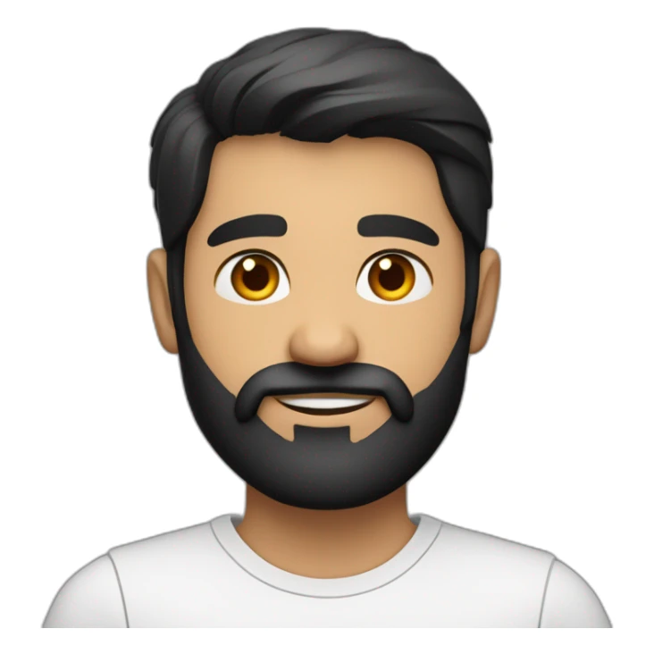 Indian white tan skin man developer in plain white shirt with sleeve up and nice medium length short black hair and medium  black beard close up profile image sticker