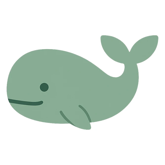 A dull green whale sticker