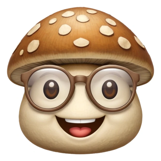 mushroom with glasses and a big smile sticker