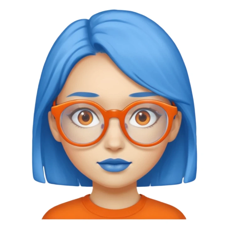 girl blue skinned orange glassed sticker
