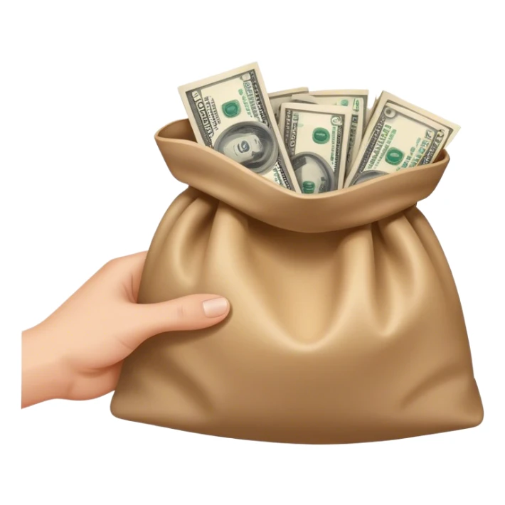 one hand holding a bag of money sticker