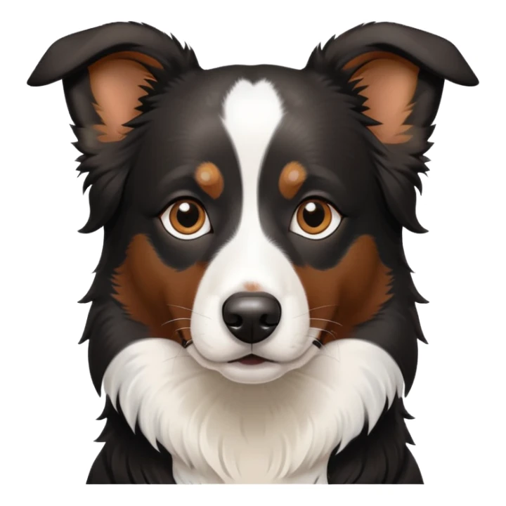 Black short hair border collie with brown dots for eyebrows  sticker
