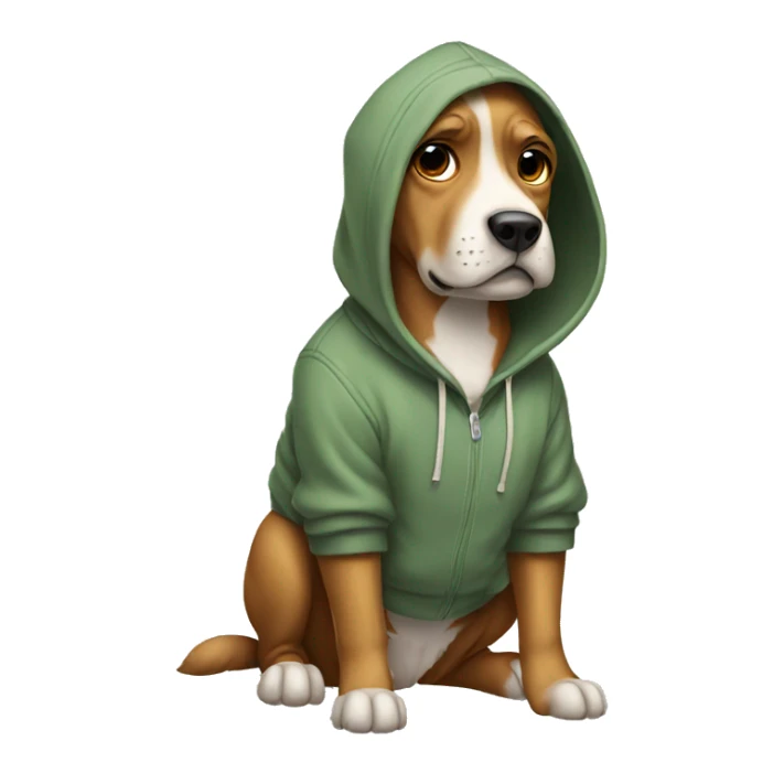 Dog wearing hoodie sticker