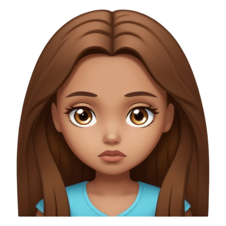 sad pretty brown bratz baddie, long brown hair sticker