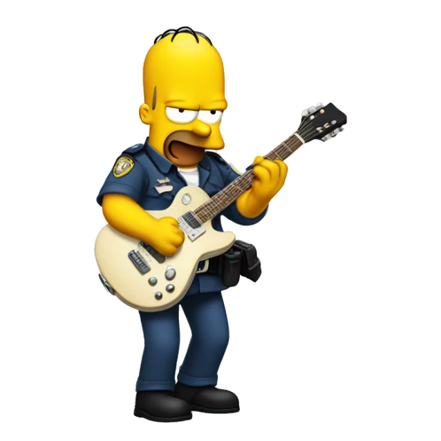 policeman Simpson plays guitar funny sticker