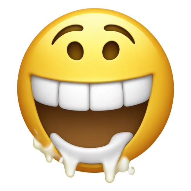 Smiling emoji having white honey fall out of its mouth  sticker