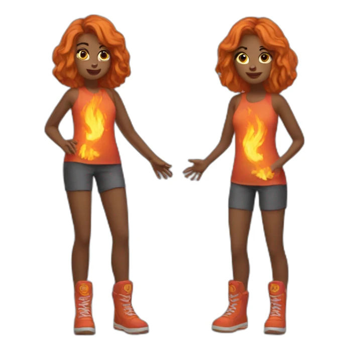 girl fire 2 legs sticker
