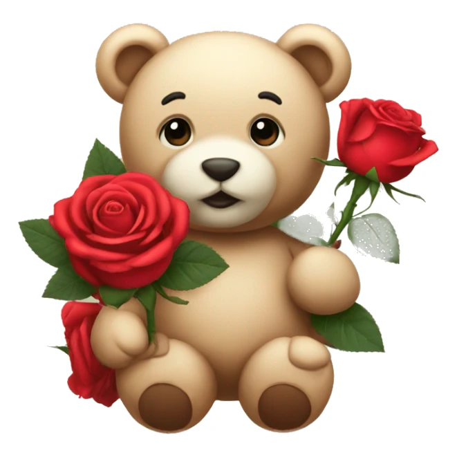 Roses with teddy sticker