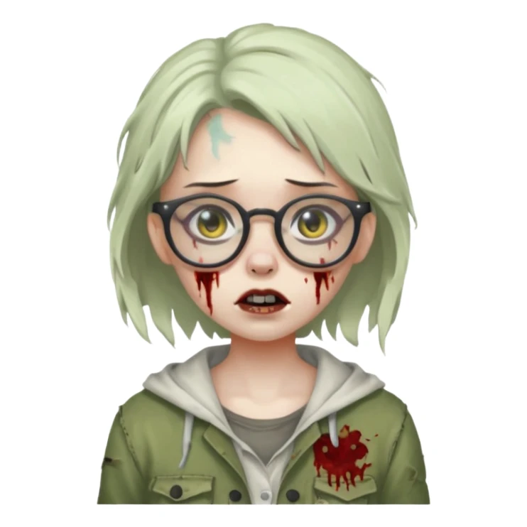 cute zombie girl with glasses sticker