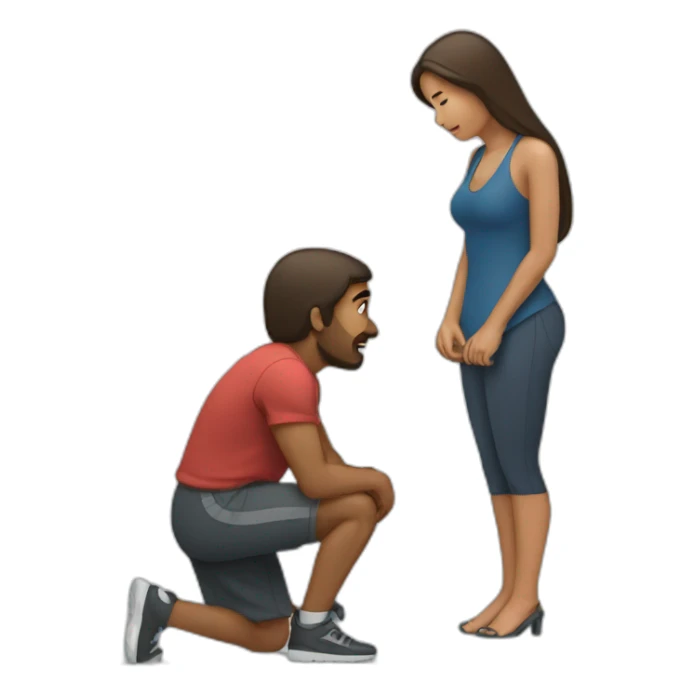 woman kneeling in front of man sticker