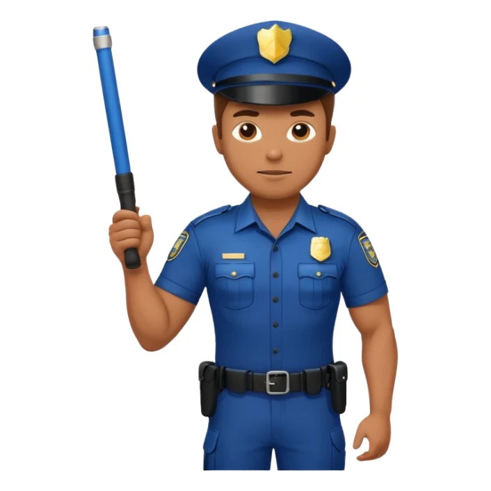 muscular male in police uniform with baton sticker