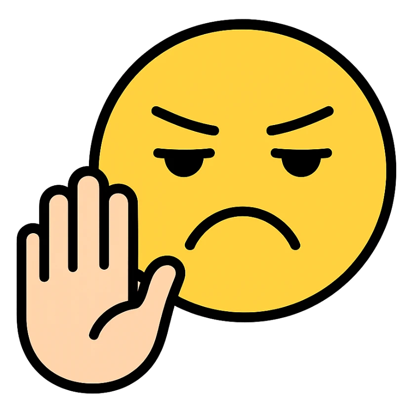 nah emoji, hand gesture or face, color icon style sticker