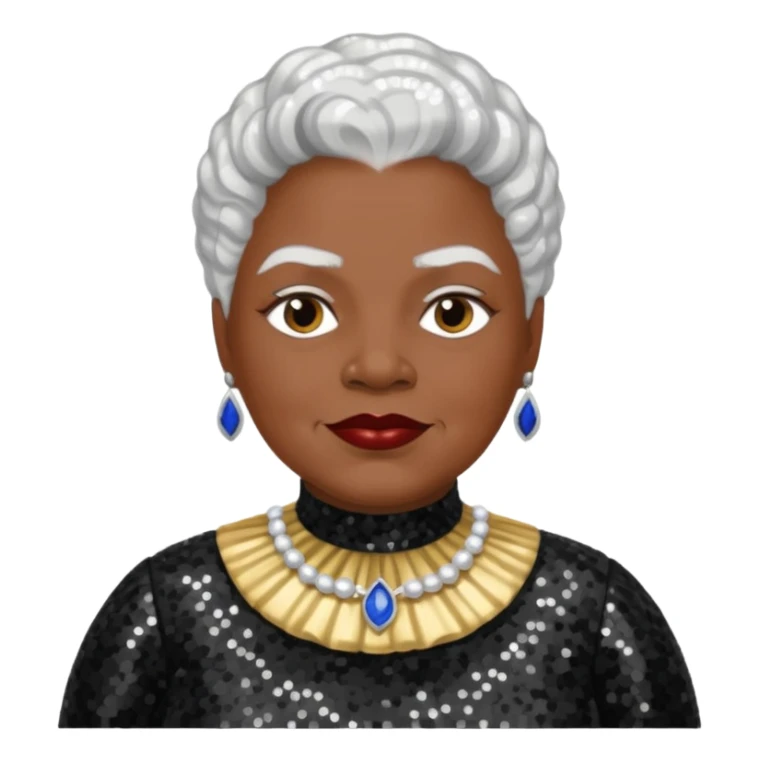 Mary McLeod Bethune with white hair, black sequin outfit  sticker