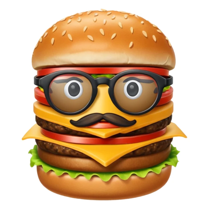 una hamburguesa con gafas y animado sticker