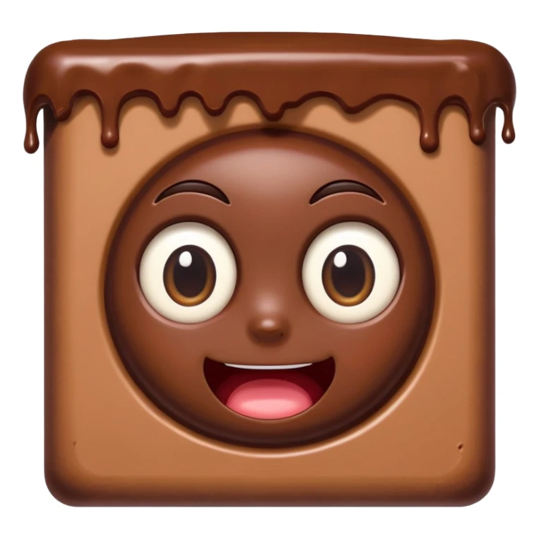 Cartoon chocolate mini pastry peeking from behind tiny wall, suspicious eyes, tiny chocolate smudges, chibi style, Twitch emoji style, transparent background, colorful
 sticker