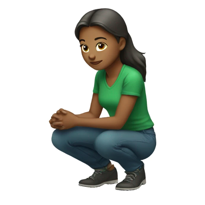 Kneeling girl wearing a green shirt  sticker