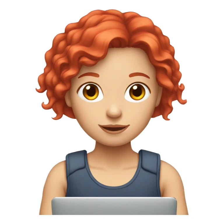 girl with red hairs, that take computer in hand sticker