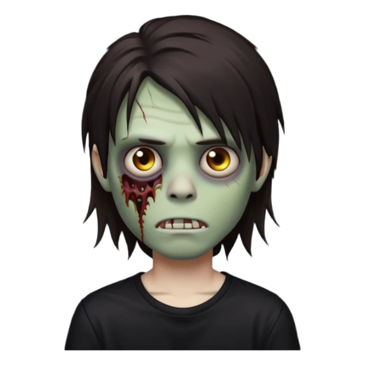 boy zombie with darkish brown long hair emo sticker