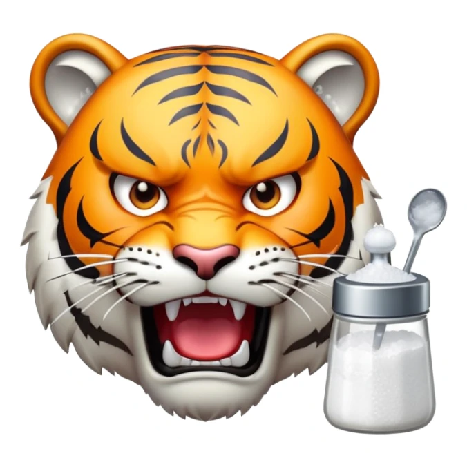 tiger face with salt shaker being salty for Twitch emote sticker