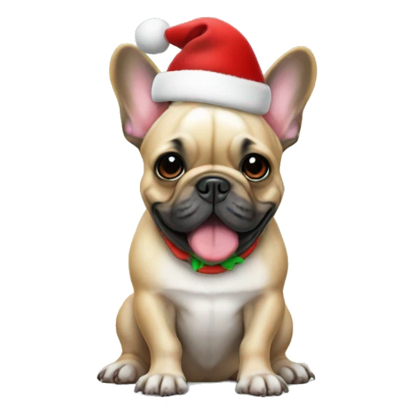 French bulldog with Christmas hat sticker