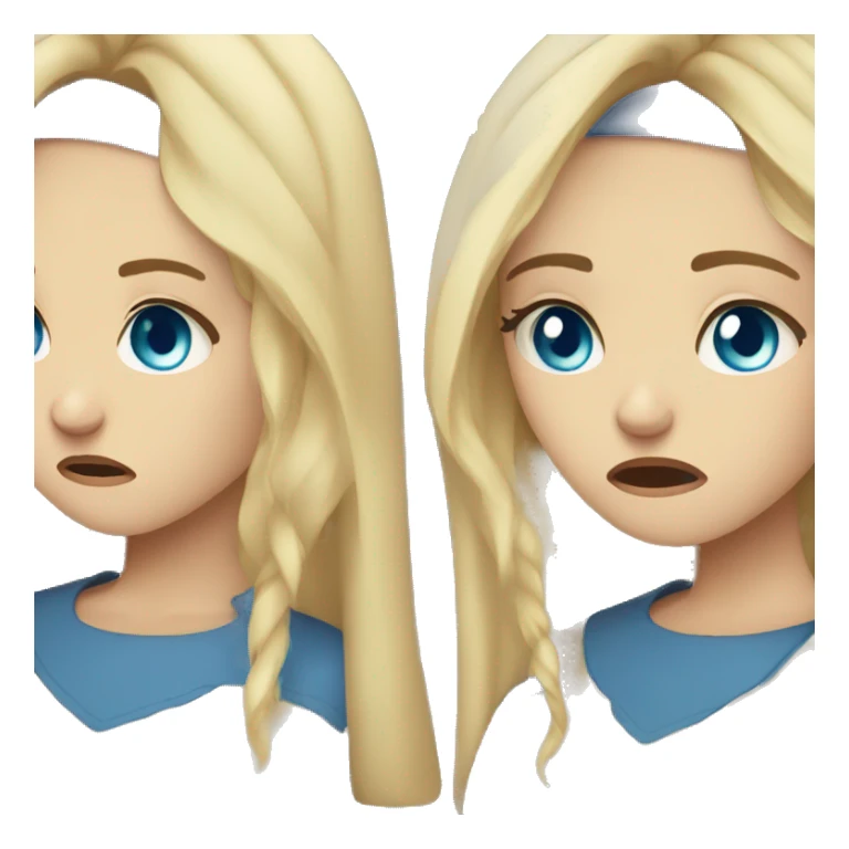 Blonde girl with blue eyes angrily crying sticker