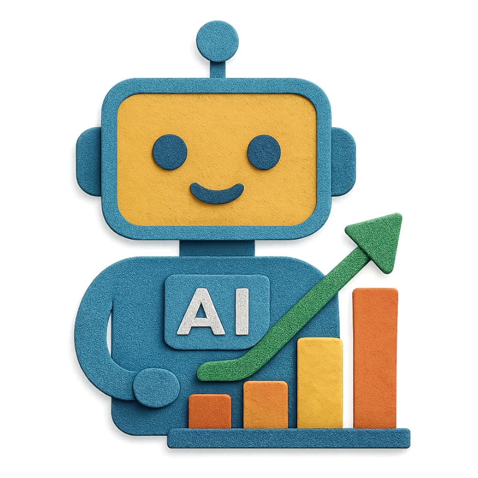 AI data-analysis assistant, modern, friendly, tech-inspired, suitable for an app icon, paper craft style sticker