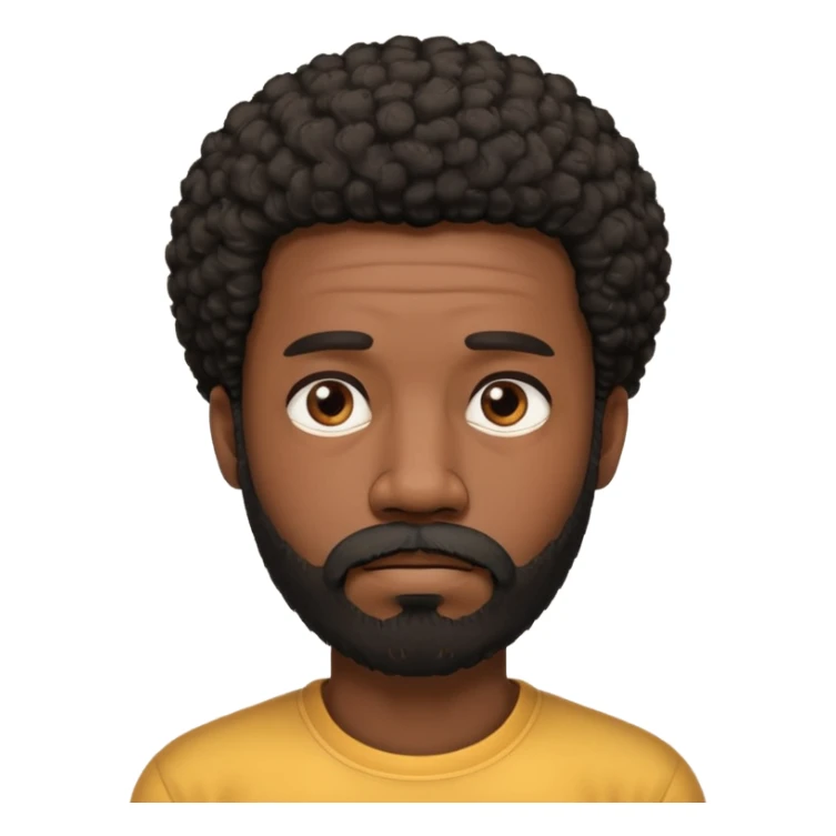 black man with beard, mustache, and short afro sad sticker