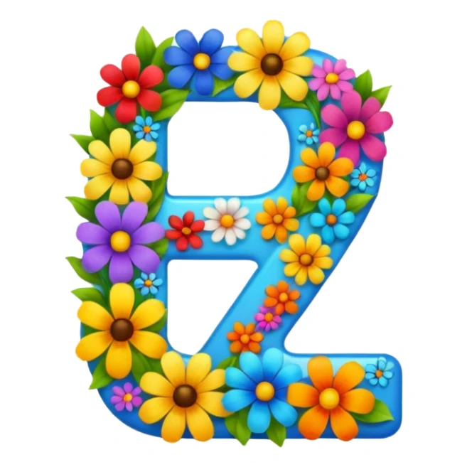 clear number 7 overflowing with prominent colorful flowers sticker