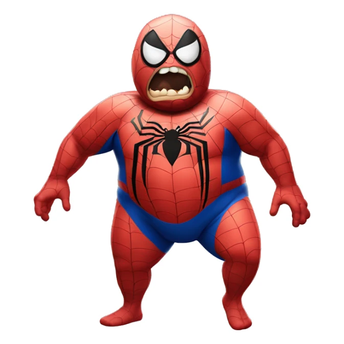 Morbidly obese Spider-Man with belly hanging out  sticker