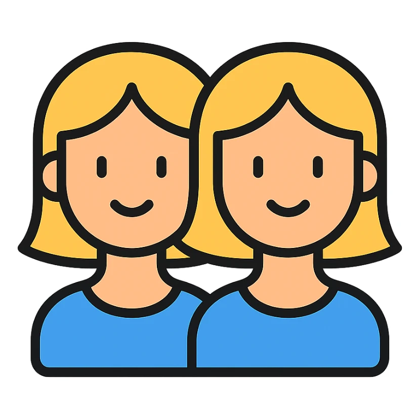 color outline icon of gemini twins, clean lines sticker
