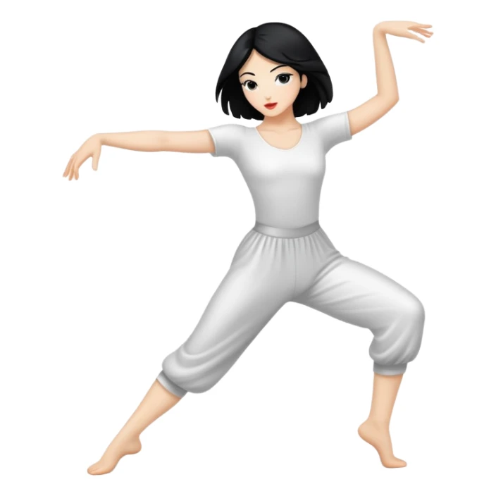 A white black haired woman doing contemporary dance  sticker