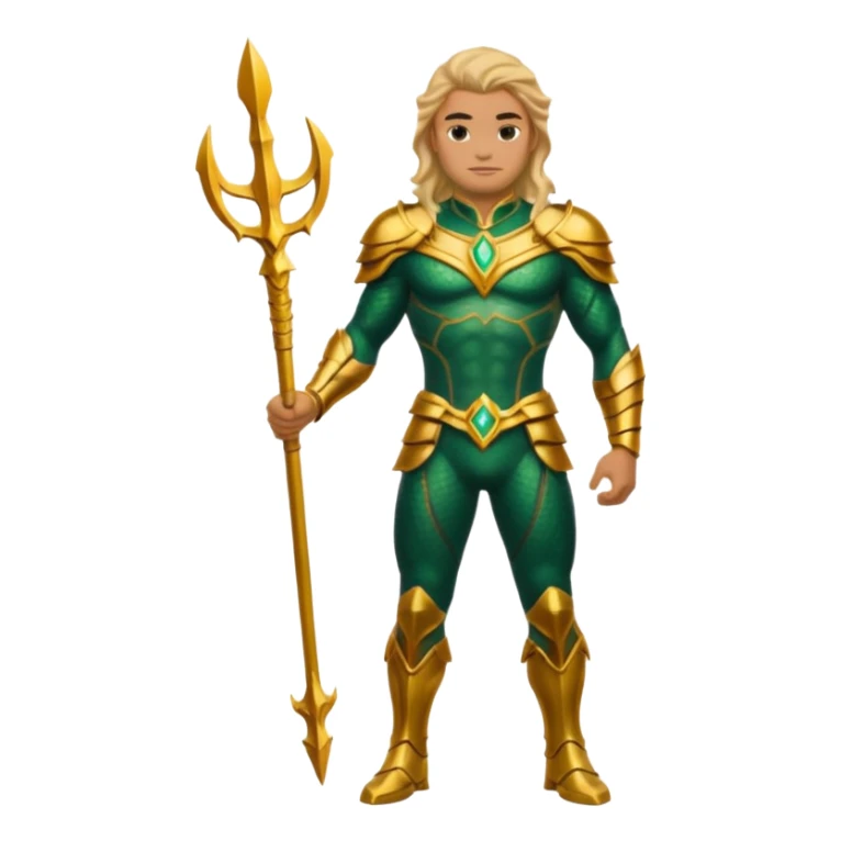 aquaman full green and gold armor standing sticker