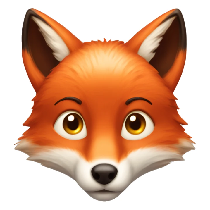 deep lush red fox face with tiny red heart instead of eyes sticker