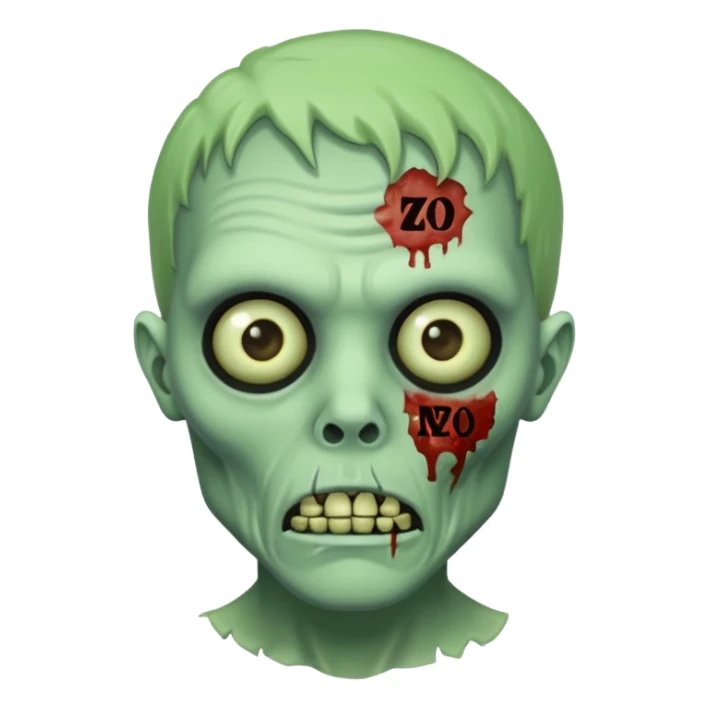 Un zombie avec écrit nzo en petit a côté de son visage sticker