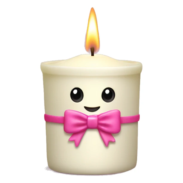 Cream candle with pink bow candle holder sticker