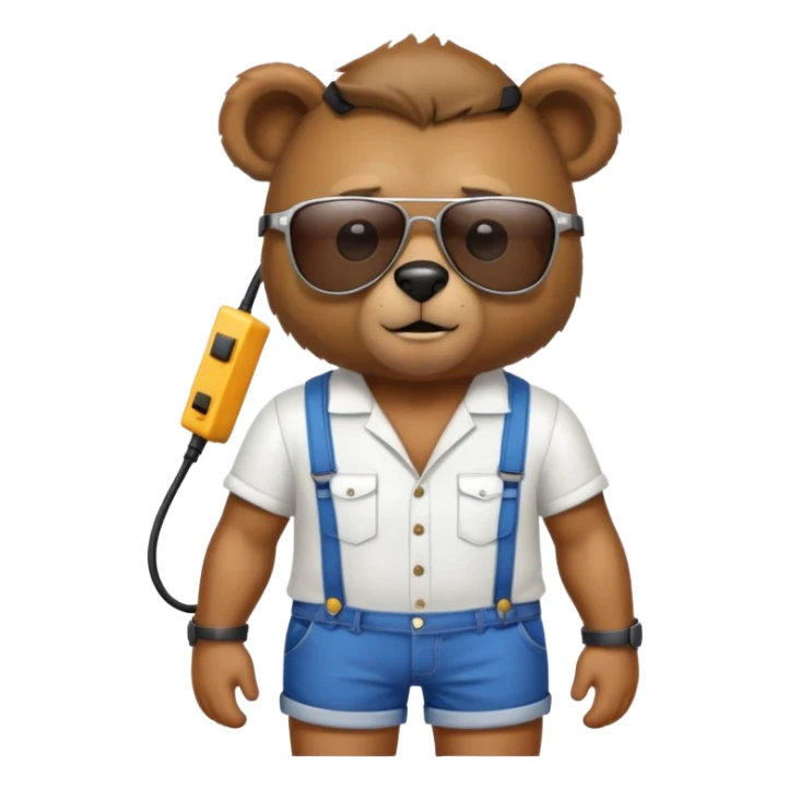 An electrician bear with sunglasses and shorts sticker