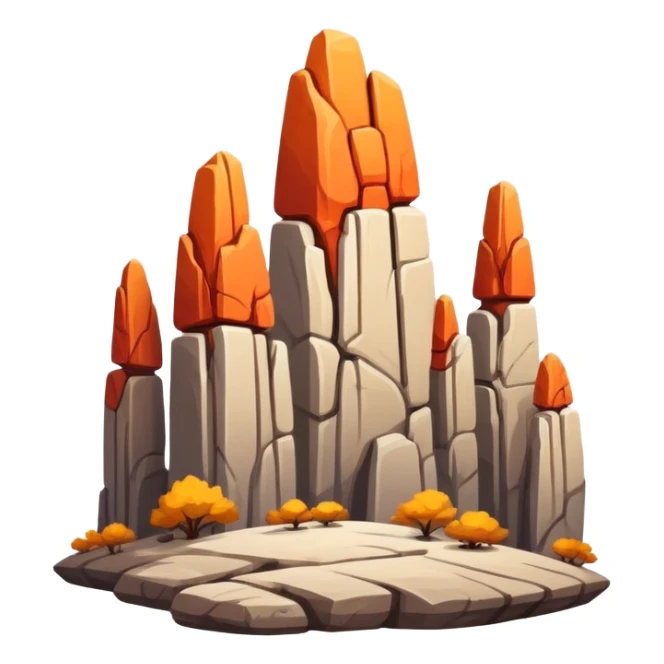 Stone Forest Yunnan limestone formations, simplified emoji style with bold outlines and bright colors, cartoon style tall rock formations sticker