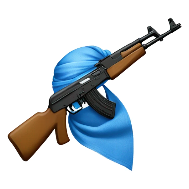 ak47 with blue bandana tied onto it sticker